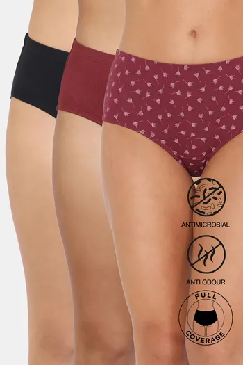 Buy Zivame Medium Rise Full Coverage Hipster Panty (Pack of 3) - Multicolor